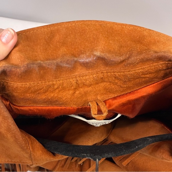 VINTAGE Lariat Leather XL‎ Cognac Relaxed Fit Modern Boho Brushed SuedeJacket - Picture 9 of 12